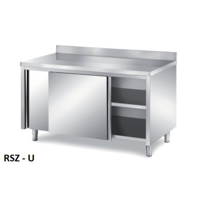 Radni stol zatvoreni sa kliznim vratima i podignutim rubom 